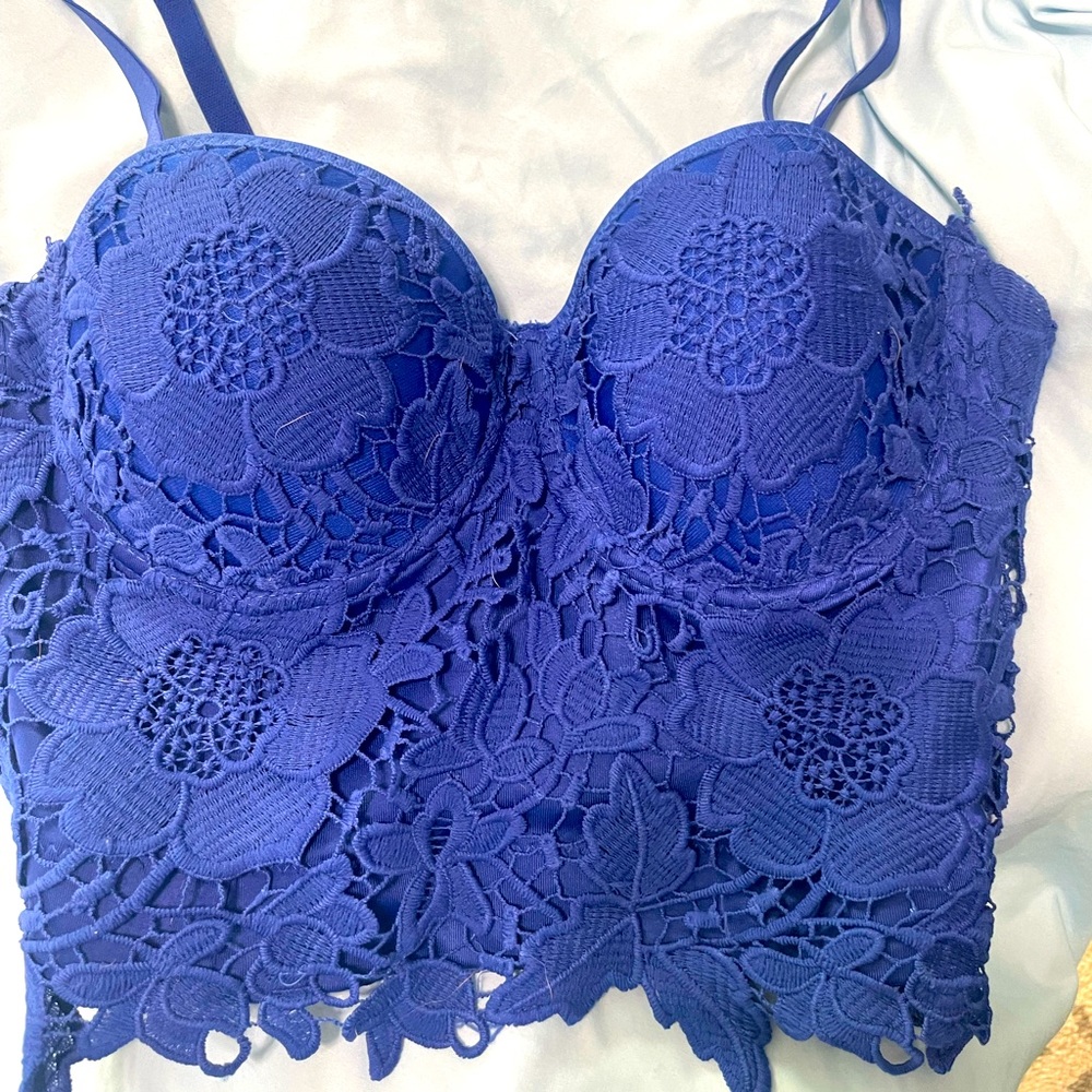 Windsor corset crop top blue